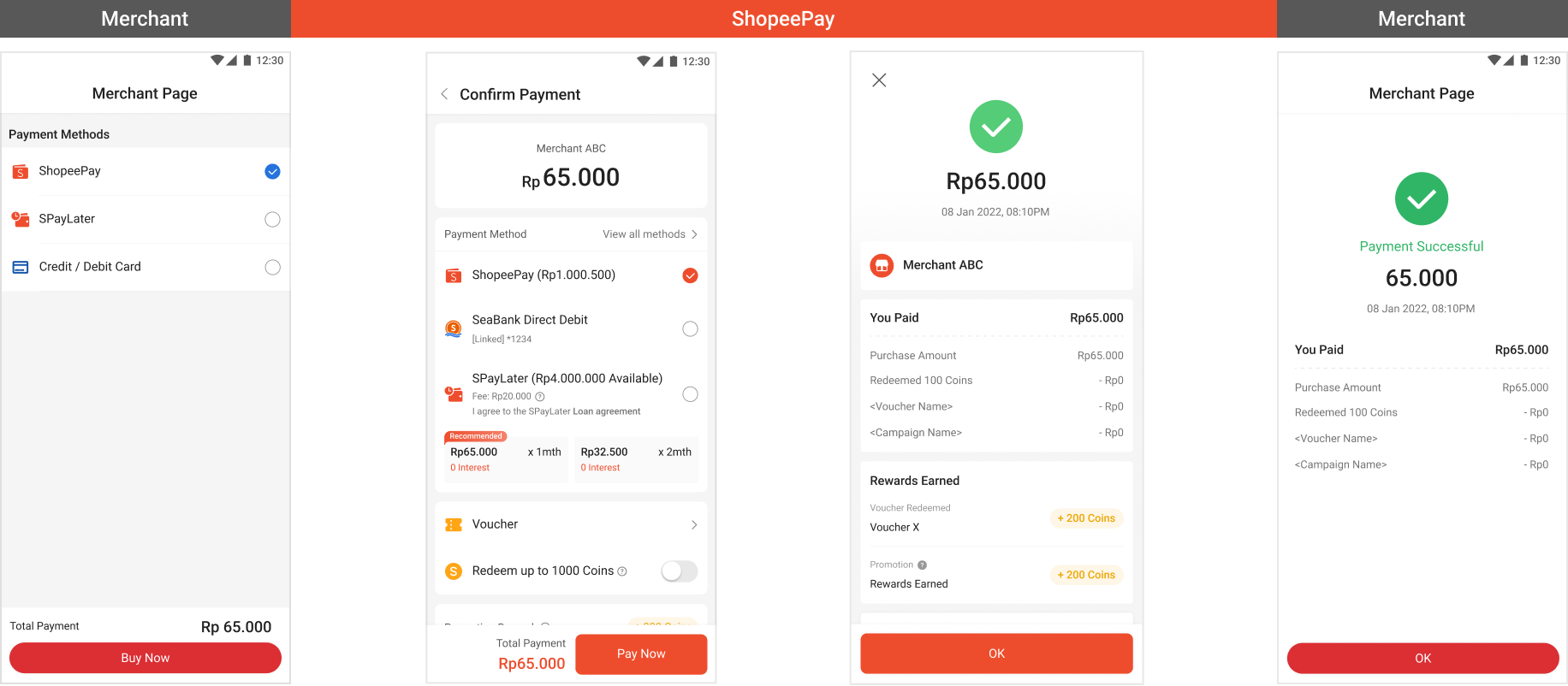 Checkout with ShopeePay app flow