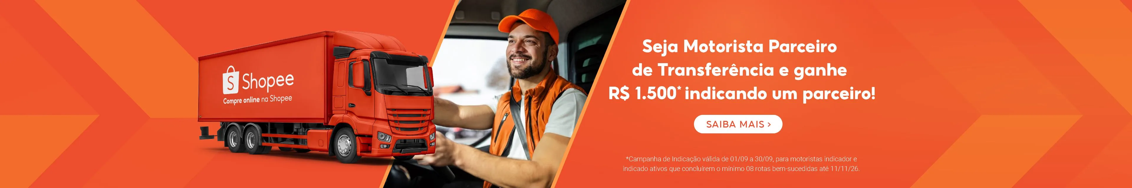 Carreta e Truck divulgando a campanha de aquisição de motoristas de transferência e da campanha de indicação de novos drivers