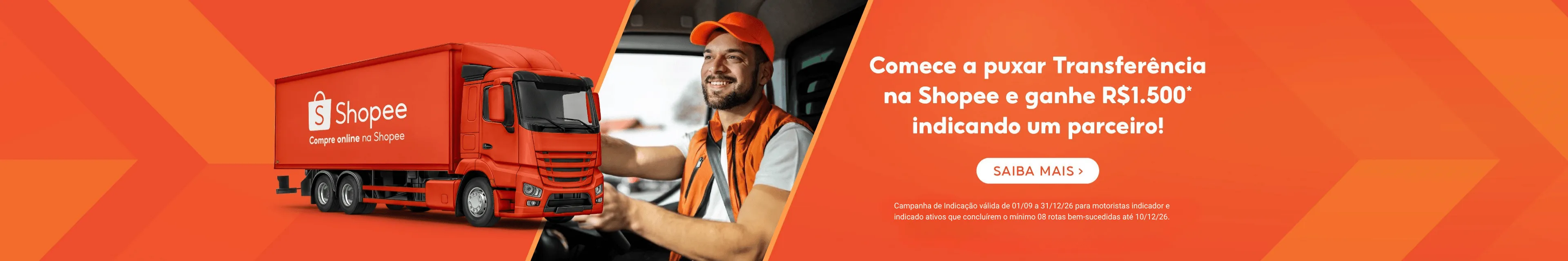 Carreta e Truck divulgando a campanha de aquisição de motoristas de transferência e da campanha de indicação de novos drivers