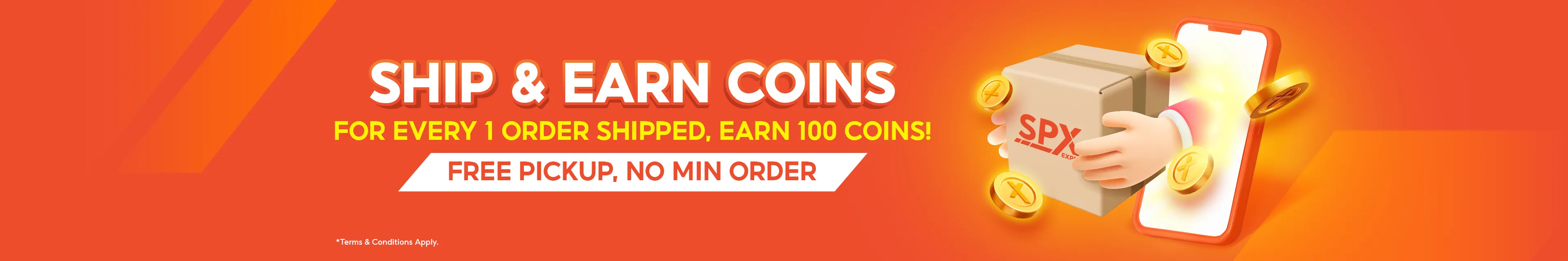 Ship & Earn Coins with SPX Express! Earn 100 coins for every order you ship. Enjoy free doorstep pickup with no minimum order.