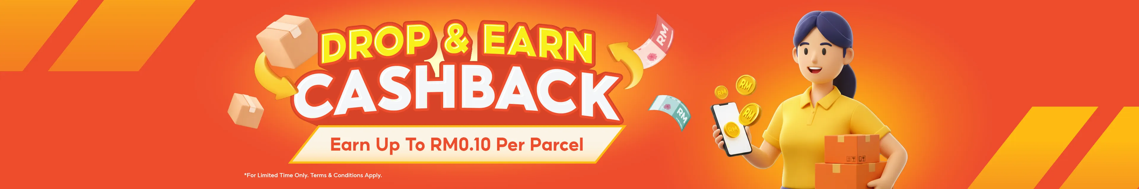 Drop parcels at SPX Express Drop-Off Points & earn cashback up to RM0.10 per parcel. 