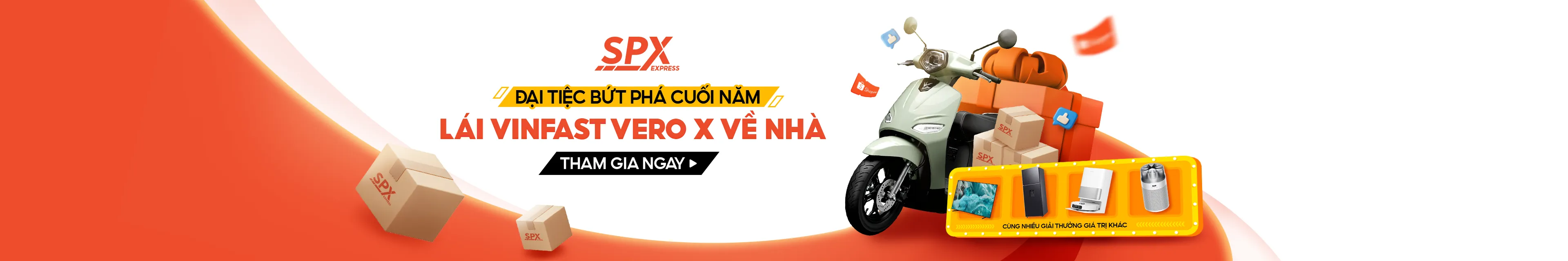 Đại tiệc cuối năm SPX – Lái VinFast Vero X về nhà, nhiều quà giá trị. Tham gia ngay!”