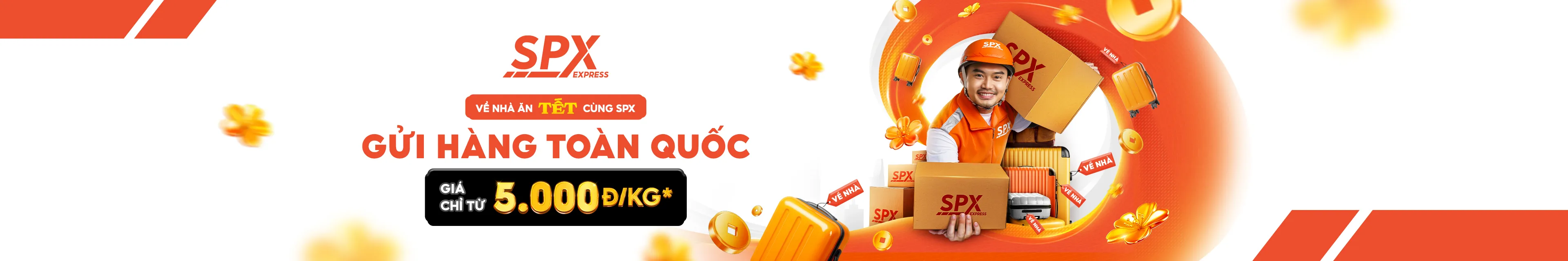 Gửi hàng toàn quốc cùng SPX Express, giá chỉ từ 5.000đ/kg – giao nhanh, tiện lợi, an tâm gửi hàng về nhà đón Tết.