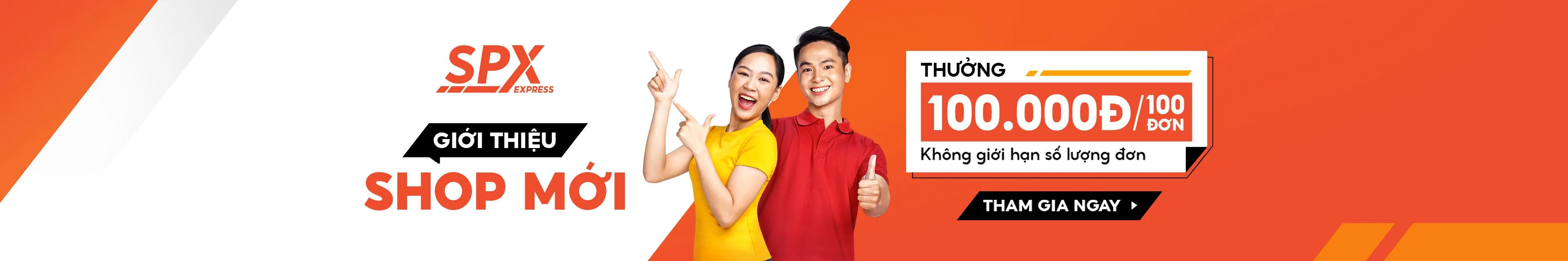 Shop mới nhận thưởng đến 100.000đ cho mỗi 100 đơn hàng cùng SPX. Không giới hạn số lượng đơn tham gia, hỗ trợ giao hàng nhanh và tối ưu chi phí 