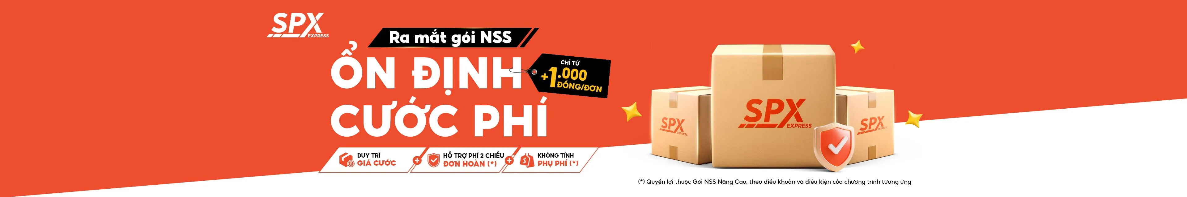 Gói NSS SPX giúp ổn định cước phí chỉ từ 1.000đ/đơn, duy trì giá cước, hỗ trợ phí đơn hoàn và giảm phụ phí để tối ưu chi phí vận chuyển cho shop.