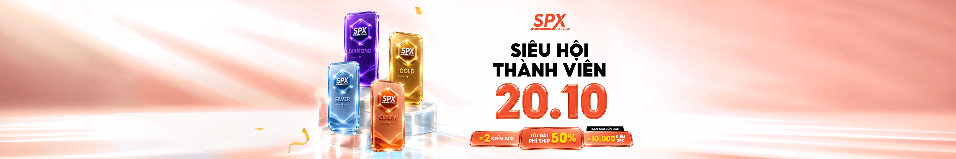 Siêu Tiệc Voucher SPX ngày 20 hàng tháng – Nhận ưu đãi 50% phí ship, x2 điểm SPX và kho voucher lên đến 200 triệu đồng dành cho thành viên.
